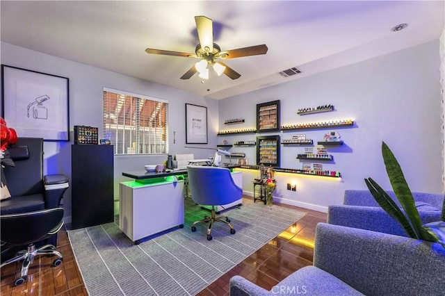 13250 Mercer St, Pacoima, CA 91331 - office space with ceiling fan and wood finished floors