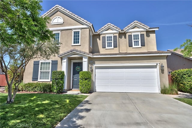39883 S Creek Cir, Murrieta, CA 92563 - traditional-style house featuring stucco siding, concrete driveway, an attached garage, and a front yard