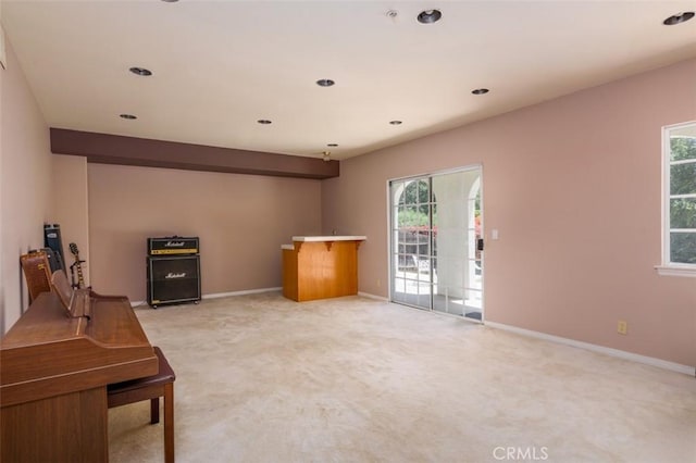 1515 Indiana Ave, South Pasadena, CA 91030 - unfurnished living room with light carpet, baseboards, and recessed lighting