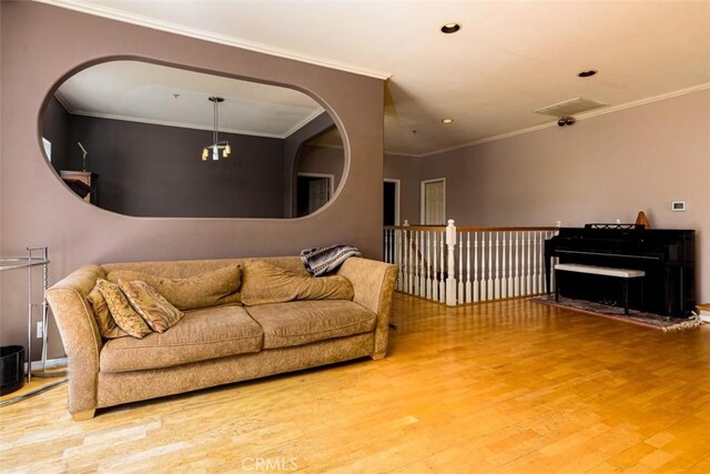 1515 Indiana Ave, South Pasadena, CA 91030 - living area featuring wood finished floors, ornamental molding, and recessed lighting