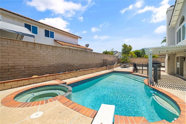 2251 Via Pacifica, Corona, CA 92882 - view of pool with a pergola, a patio, a fenced backyard, and a pool with connected hot tub