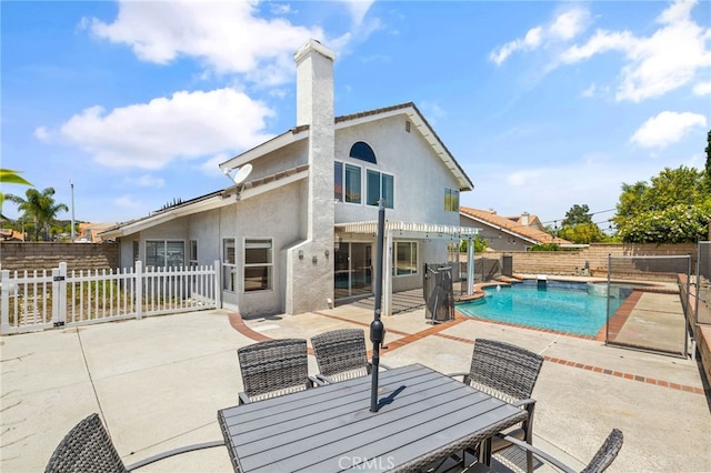 2251 Via Pacifica, Corona, CA 92882 - view of pool with outdoor dining space, a patio area, a fenced backyard, and a pergola