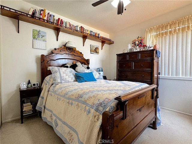 30027 Via Amante, Menifee, CA 92584 - bedroom with light colored carpet, baseboards, and ceiling fan