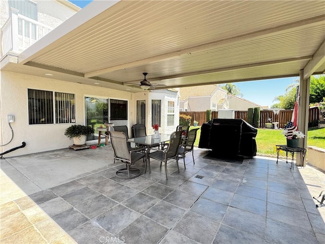 30027 Via Amante, Menifee, CA 92584 - view of patio featuring ceiling fan and outdoor dining space