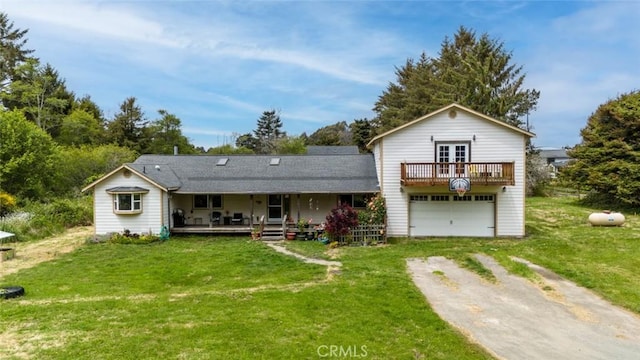 18520 Old Coast Hwy, Fort Bragg, CA 95437 - back of house featuring driveway, a yard, a porch, and french doors