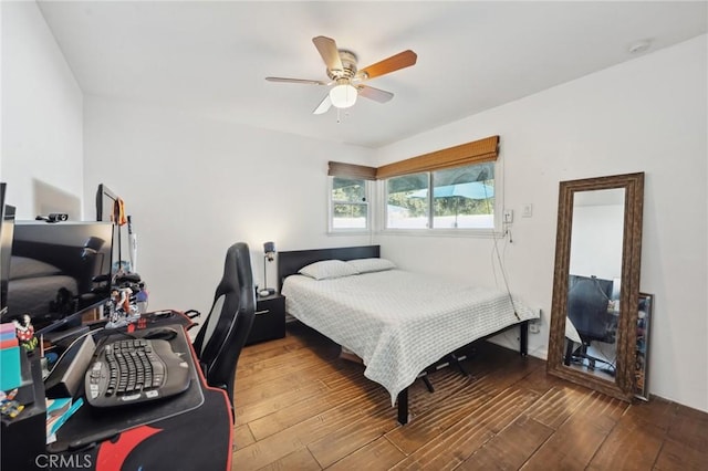 5226 Old Mill Rd, Riverside, CA 92504 - bedroom featuring wood finished floors, a ceiling fan, and an office area