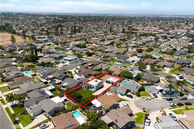 15952 Norcrest Dr, Whittier, CA 90604 - aerial perspective of suburban area featuring property parcel outlined