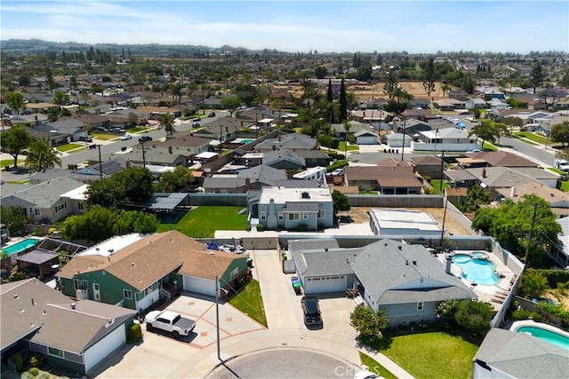 15952 Norcrest Dr, Whittier, CA 90604 - aerial perspective of suburban area featuring a pool area