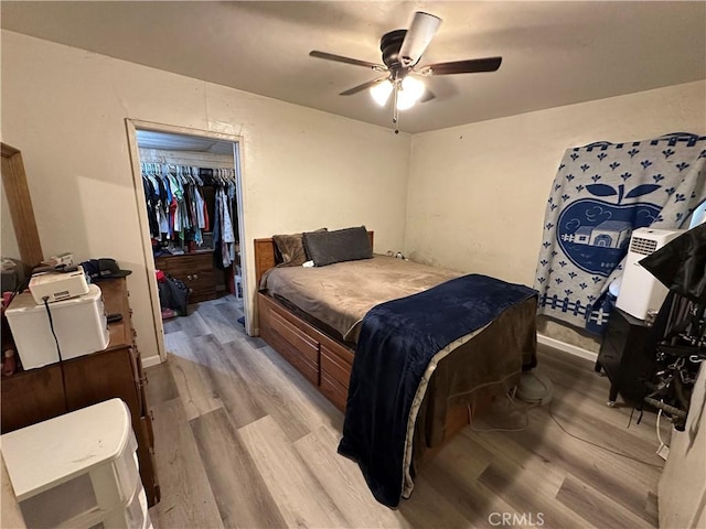 332 S Spring St, Blythe, CA 92225 - bedroom with light wood-type flooring, a closet, ceiling fan, and a spacious closet