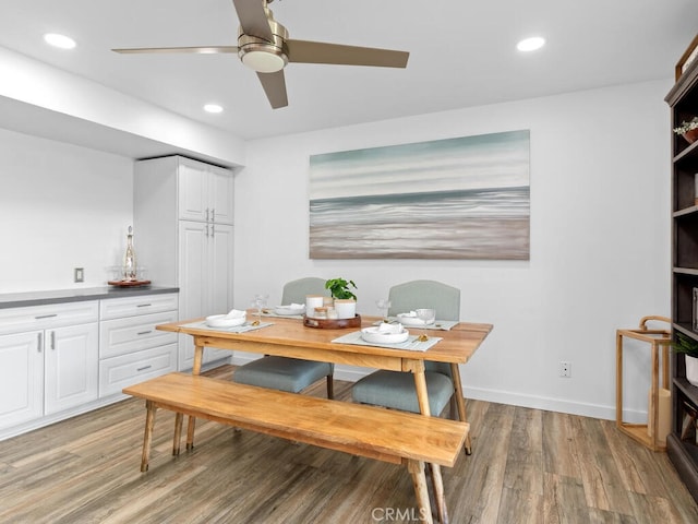 1914 Radford St, Oceanside, CA 92056 - dining room with light wood finished floors, ceiling fan, recessed lighting, and baseboards