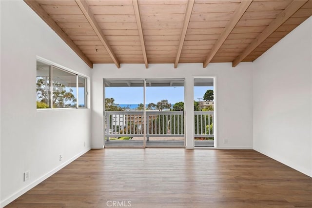 135 High Dr, Laguna Beach, CA 92651 - empty room with wood finished floors, wooden ceiling, and baseboards