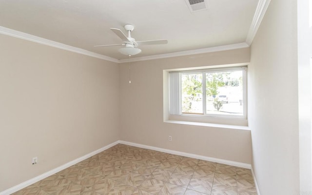 5402 Old Ranch Rd, Oceanside, CA 92057 - unfurnished room with a ceiling fan, baseboards, and crown molding