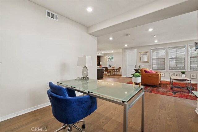 223 Carlow, Irvine, CA 92618 - office featuring wood finished floors, recessed lighting, and baseboards