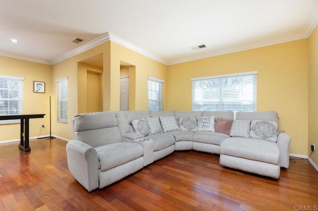 1306 Mill Valley Rd, Chula Vista, CA 91913 - living room featuring wood finished floors, crown molding, and baseboards