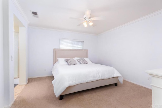 1306 Mill Valley Rd, Chula Vista, CA 91913 - bedroom featuring light carpet, crown molding, ceiling fan, and baseboards