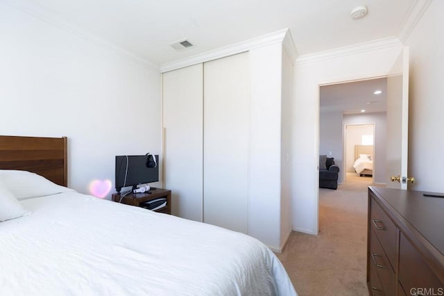 1306 Mill Valley Rd, Chula Vista, CA 91913 - bedroom featuring light colored carpet, ornamental molding, and a closet