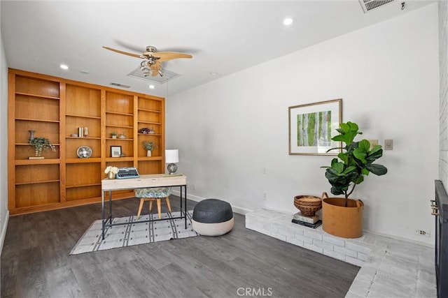 1000 W 11th Ave, Chico, CA 95926 - office with a ceiling fan, baseboards, wood finished floors, and recessed lighting
