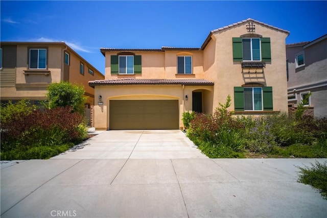 32939 Fleets Rd, Menifee, CA 92584 - mediterranean / spanish-style home featuring stucco siding, a tile roof, driveway, and an attached garage