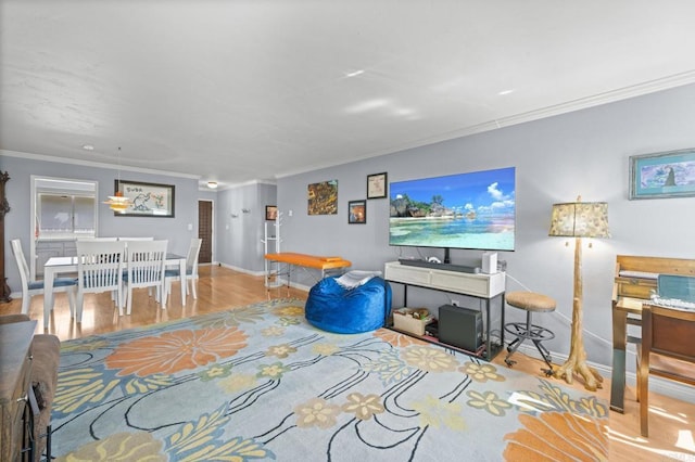 3612 Vista Bella Unit 5, Oceanside, CA 92057 - living area featuring ornamental molding, baseboards, and wood finished floors