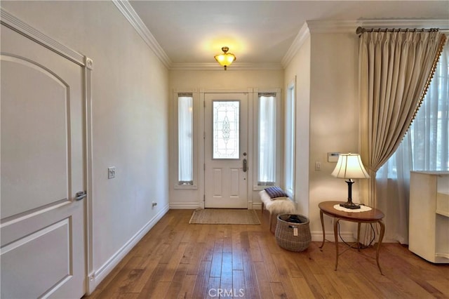 2767 Saleroso Dr, Rowland Heights, CA 91748 - foyer featuring hardwood / wood-style flooring, baseboards, and crown molding