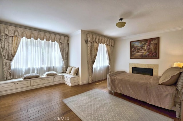 2767 Saleroso Dr, Rowland Heights, CA 91748 - living area with ornamental molding, dark wood-style floors, a fireplace, healthy amount of natural light, and baseboards