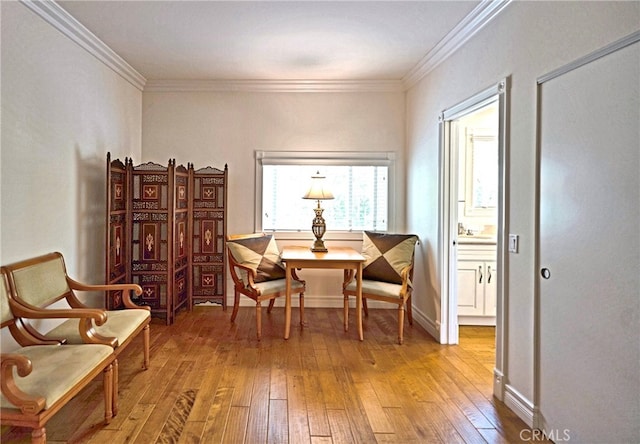 2767 Saleroso Dr, Rowland Heights, CA 91748 - living area with light wood-style flooring, crown molding, and baseboards