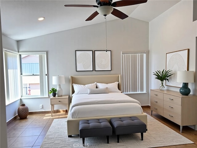 28594 Moon Shadow Dr, Menifee, CA 92584 - bedroom featuring ceiling fan and high vaulted ceiling