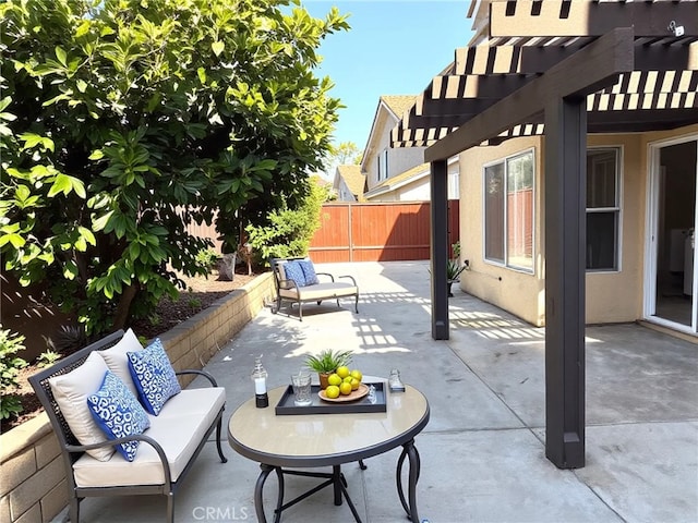 28594 Moon Shadow Dr, Menifee, CA 92584 - view of patio with an outdoor hangout area and a pergola