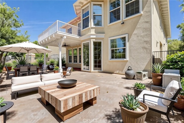 23922 Lakeside Rd, Valencia, CA 91355 - view of patio with a balcony and outdoor dining space