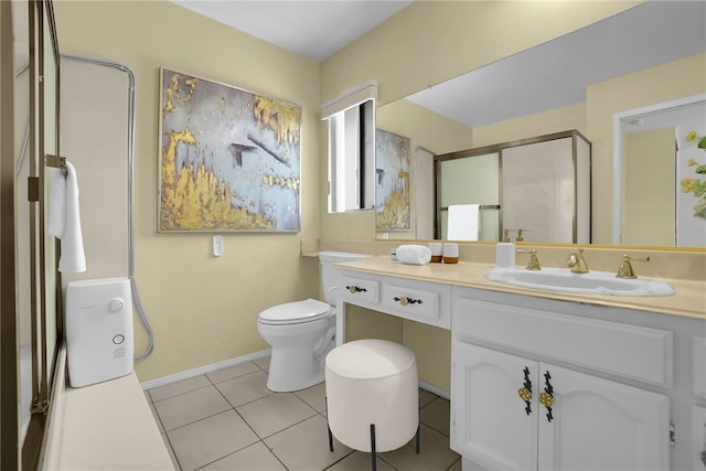 1903 Tomas Ct, Rowland Heights, CA 91748 - full bathroom featuring vanity, toilet, a shower with door, tile patterned floors, and baseboards