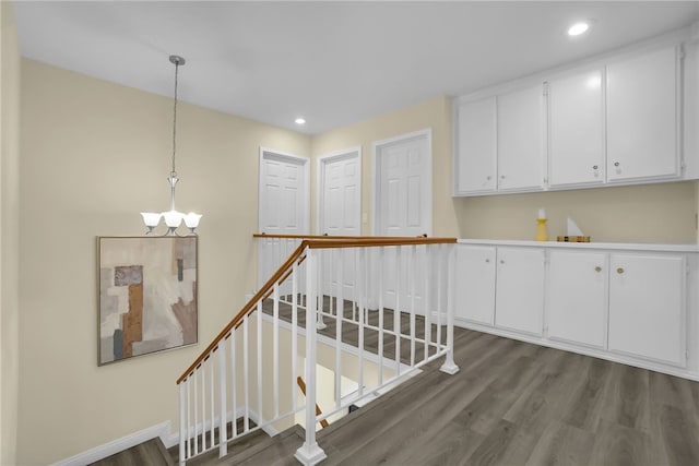 1903 Tomas Ct, Rowland Heights, CA 91748 - hallway with a chandelier, dark wood-type flooring, recessed lighting, and baseboards