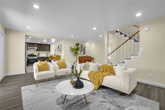 1903 Tomas Ct, Rowland Heights, CA 91748 - living area with wood finished floors, recessed lighting, baseboards, and stairway