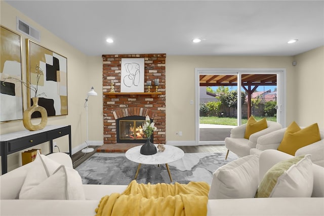 1903 Tomas Ct, Rowland Heights, CA 91748 - living room featuring baseboards, wood finished floors, recessed lighting, and a fireplace