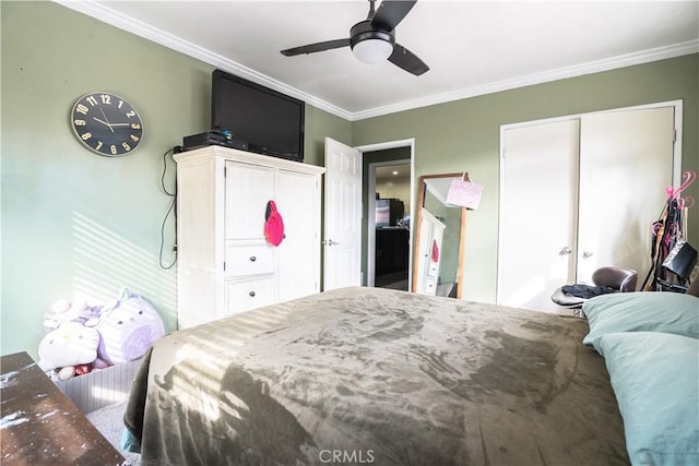 11737 Bellman Ave, Downey, CA 90241 - bedroom featuring crown molding and a ceiling fan