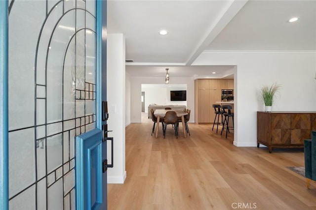 4920 Island View St, Oxnard, CA 93035 - foyer with recessed lighting, light wood-style flooring, and baseboards