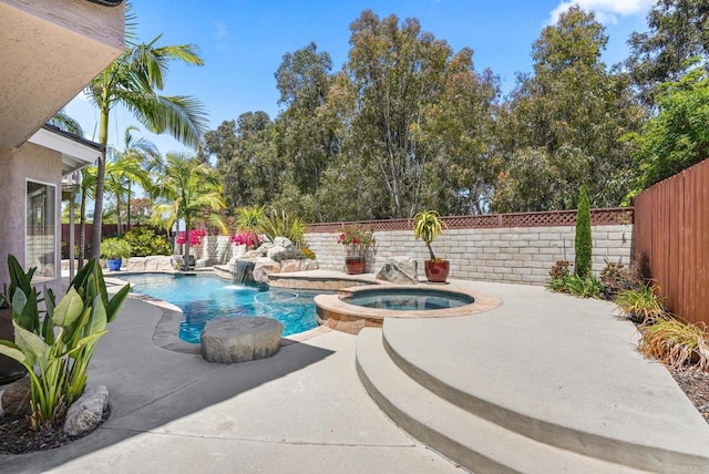 3442 Celinda Dr, Carlsbad, CA 92008 - view of swimming pool featuring a fenced backyard, a pool with connected hot tub, and a patio area