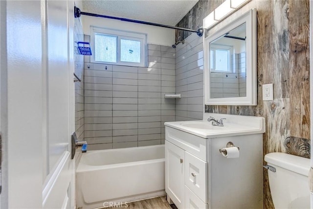 1612 W 226th St, Torrance, CA 90501 - bathroom featuring vanity, shower / washtub combination, toilet, a textured ceiling, and wood finished floors