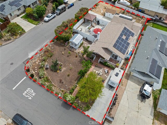 206 S Wisconsin St, Fallbrook, CA 92028 - aerial perspective of suburban area with property parcel outlined