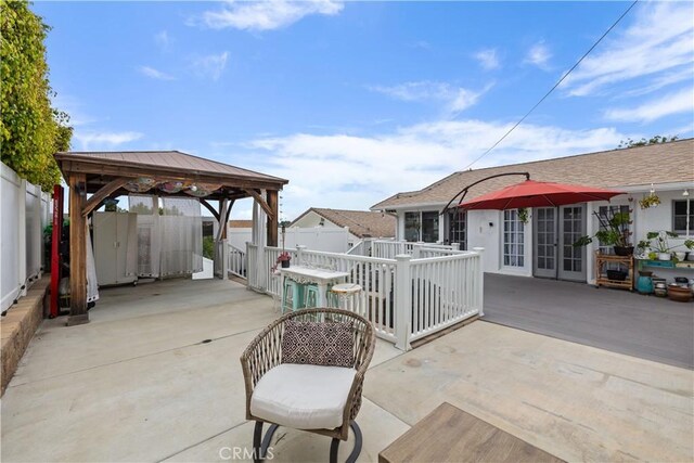 206 S Wisconsin St, Fallbrook, CA 92028 - view of patio / terrace with a gazebo and french doors