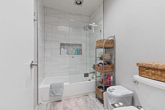 1754 Hill Top Ln, Encinitas, CA 92024 - bathroom featuring toilet,  shower combination, and wood finished floors