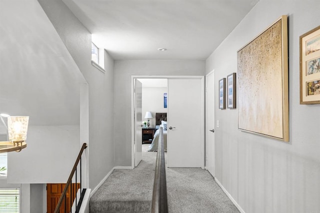 1754 Hill Top Ln, Encinitas, CA 92024 - hallway with carpet, an upstairs landing, and baseboards