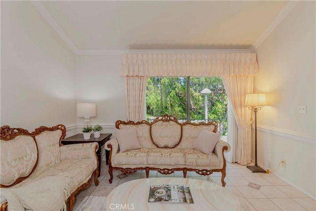 28012 Ridgeforest Ct, Rancho Palos Verdes, CA 90275 - tiled living room with ornamental molding and baseboards
