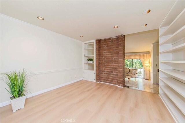 28012 Ridgeforest Ct, Rancho Palos Verdes, CA 90275 - unfurnished living room featuring wood finished floors, baseboards, recessed lighting, and crown molding