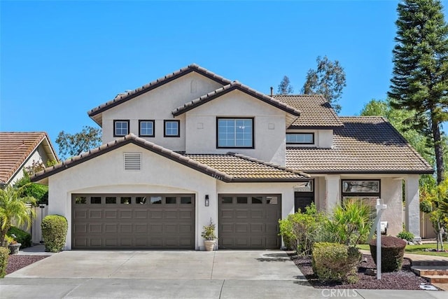 32147 Corte Florecita, Temecula, CA 92592 - mediterranean / spanish-style house featuring stucco siding, a tile roof, driveway, and an attached garage