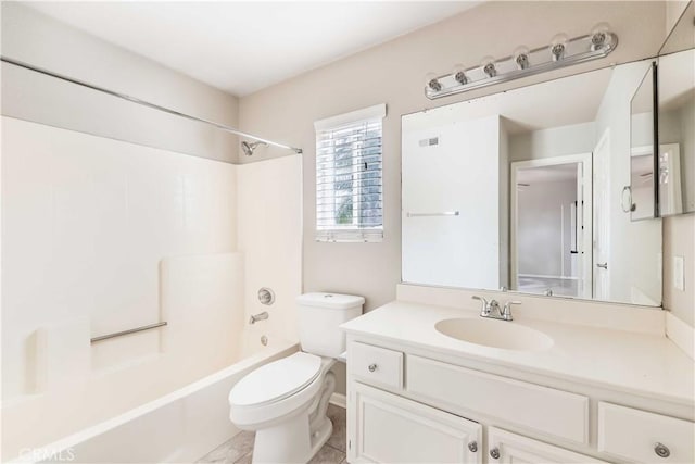 24701 New Haven Dr, Murrieta, CA 92562 - full bath featuring toilet, vanity, washtub / shower combination, and tile patterned flooring