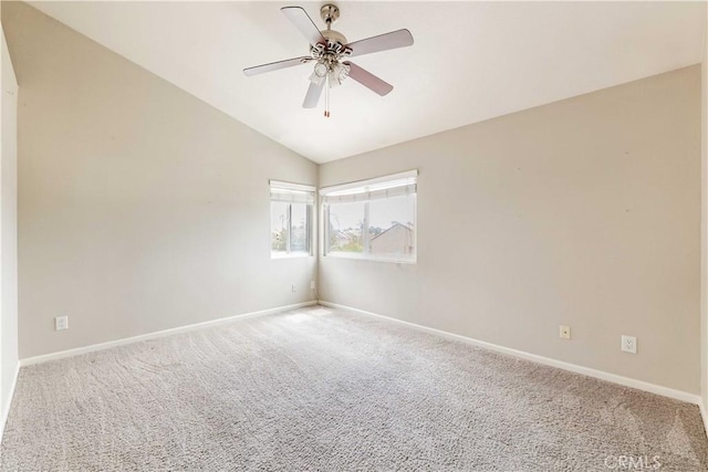 24701 New Haven Dr, Murrieta, CA 92562 - carpeted spare room with lofted ceiling, baseboards, and a ceiling fan