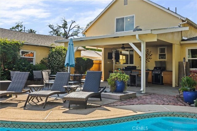 225 W 12th St, Chico, CA 95928 - swimming pool with a patio area and a ceiling fan