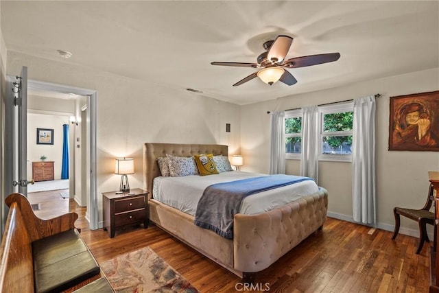 225 W 12th St, Chico, CA 95928 - bedroom with hardwood / wood-style floors, ceiling fan, and baseboards