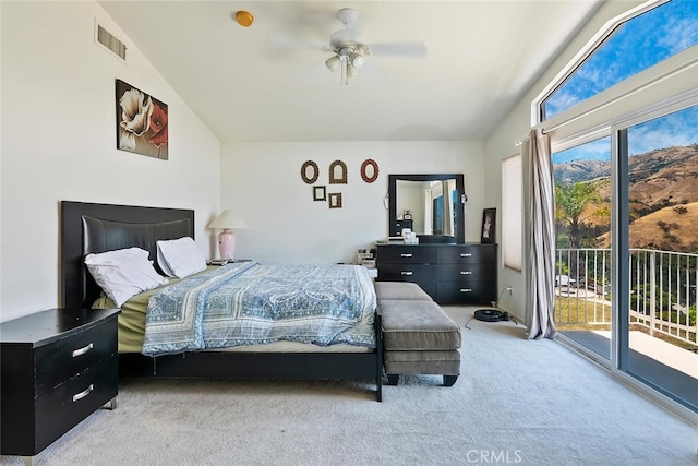 11884 Mariposa Bay Ln, Porter Ranch, CA 91326 - carpeted bedroom featuring lofted ceiling, access to outside, and a ceiling fan