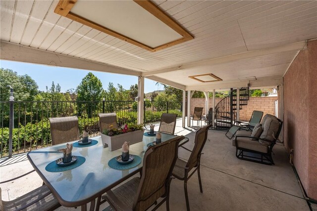 16051 Augusta Dr, Chino Hills, CA 91709 - view of patio / terrace with outdoor dining space and stairway